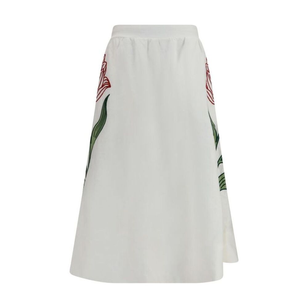 FARM RIO White Linen Midi Women's Skirt